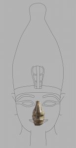 Turin, Cat. 3148. Reconstitution de l’aspect originel de la tête de la statue. Dessin : Simon Connor.